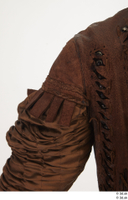  Photos Man in Historical Dress 16 14th century brown jacket leather medieval clothing shoulder 0001.jpg